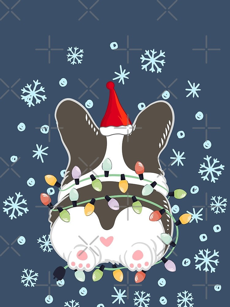 Cute Christmas Corgi Butt - Black and White by Lulupainting