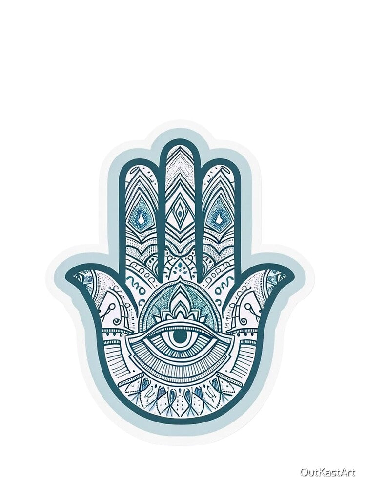 Intricate Hamsa Hand for Evil Eye Protection by OutKastArt