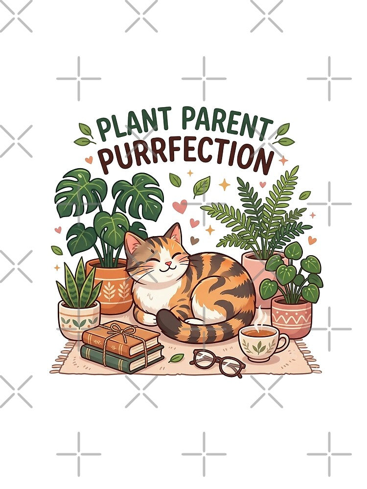 Plant Parent Purrfection Cozy Cat And Houseplants by CurioStick