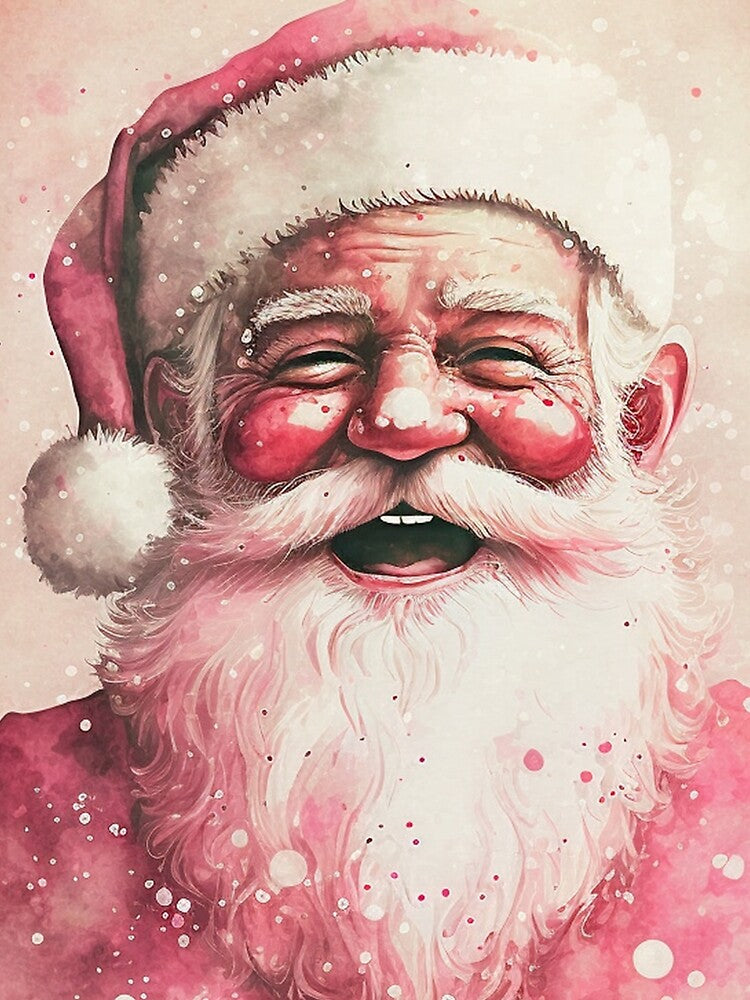 01 Retro Vintage Pink Santa Claus by printiesart