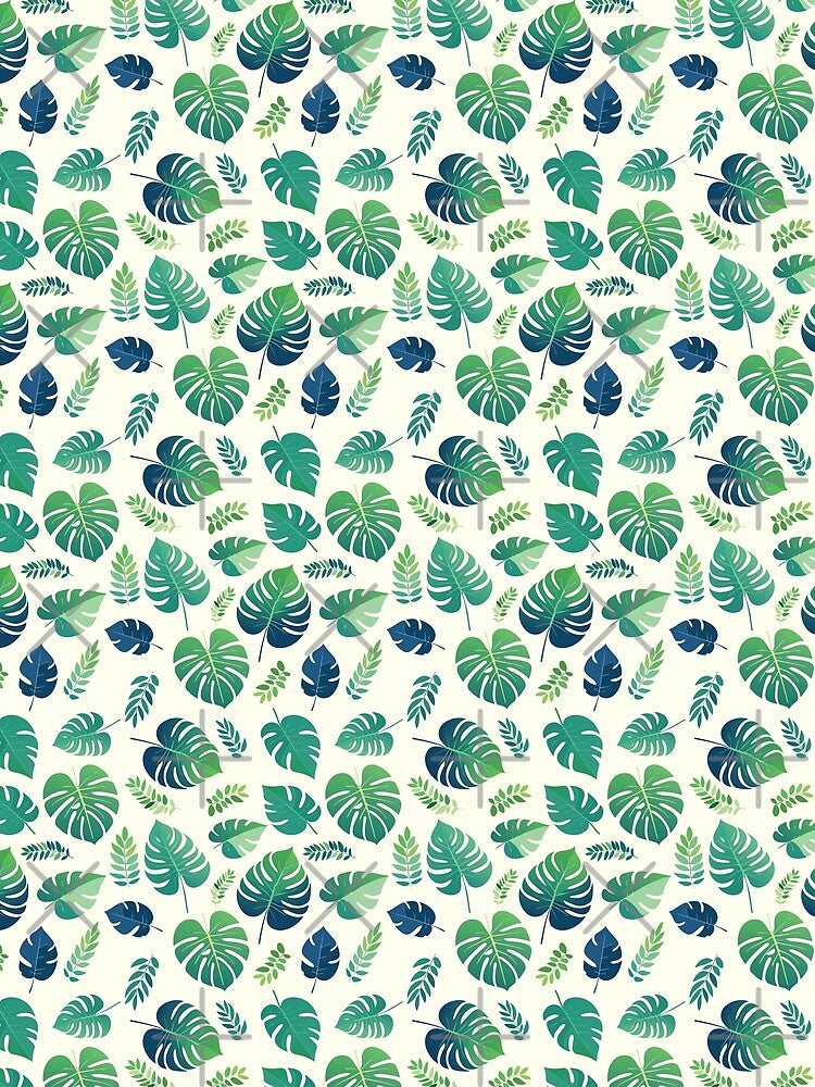 Monstera Coloured Pattern Ivory Background by Piwakawaka-CA