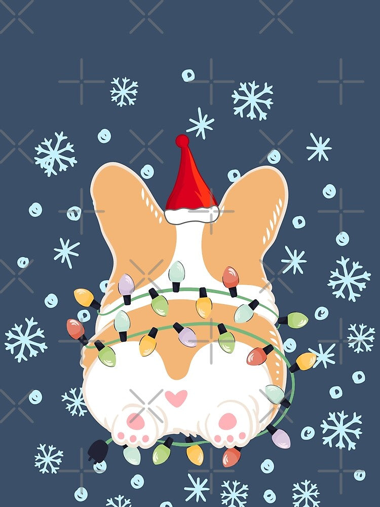 Cute Christmas Corgi Butt - Red 3 by Lulupainting