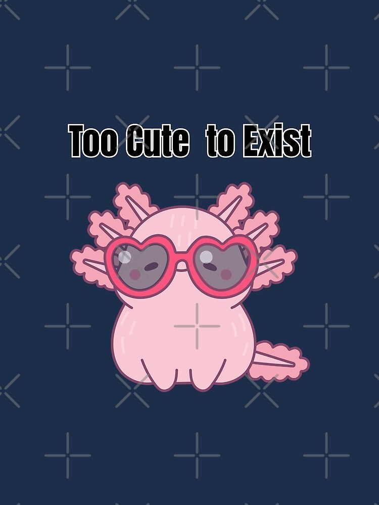 Too Cute to Exist – Pink Axolotl on Navy Background by Mintiko2