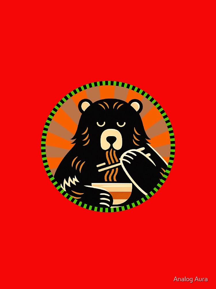Zen Bear Slurping Ramen by Analog Aura