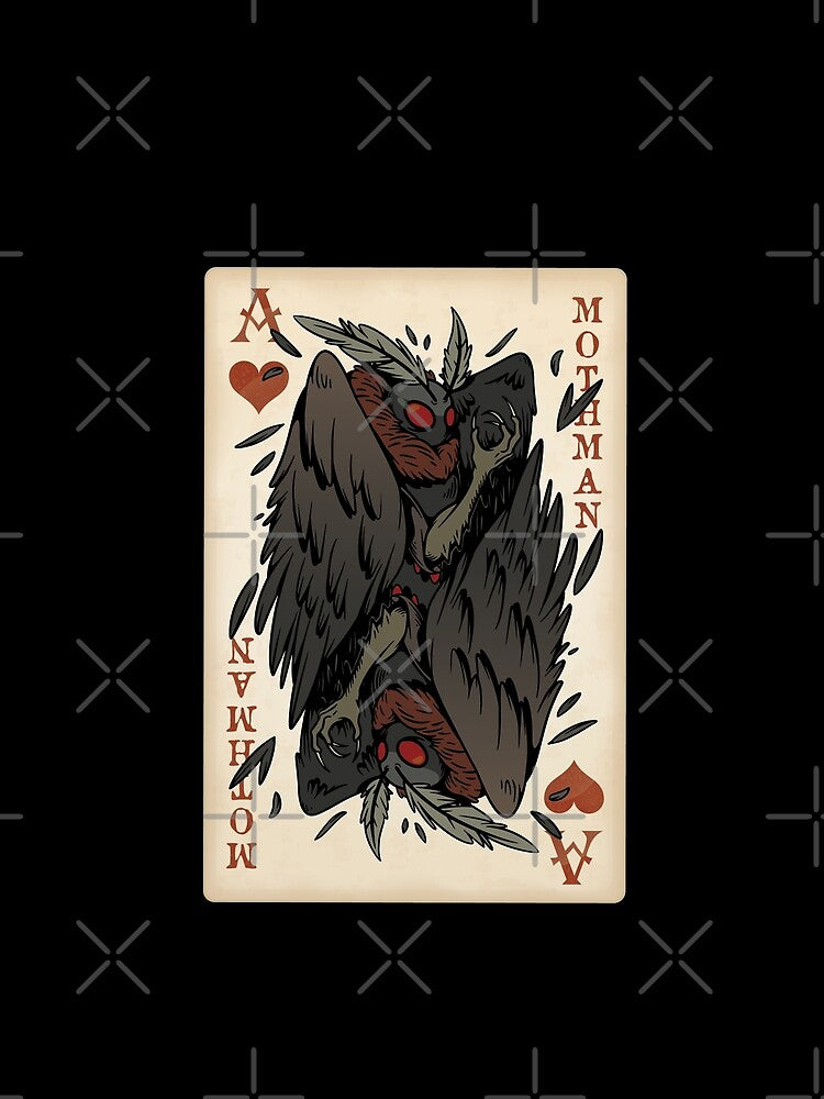 Mothman Playing Card - Vintage Ace of Hearts Cryptid Gift by NatIntrovertSoc