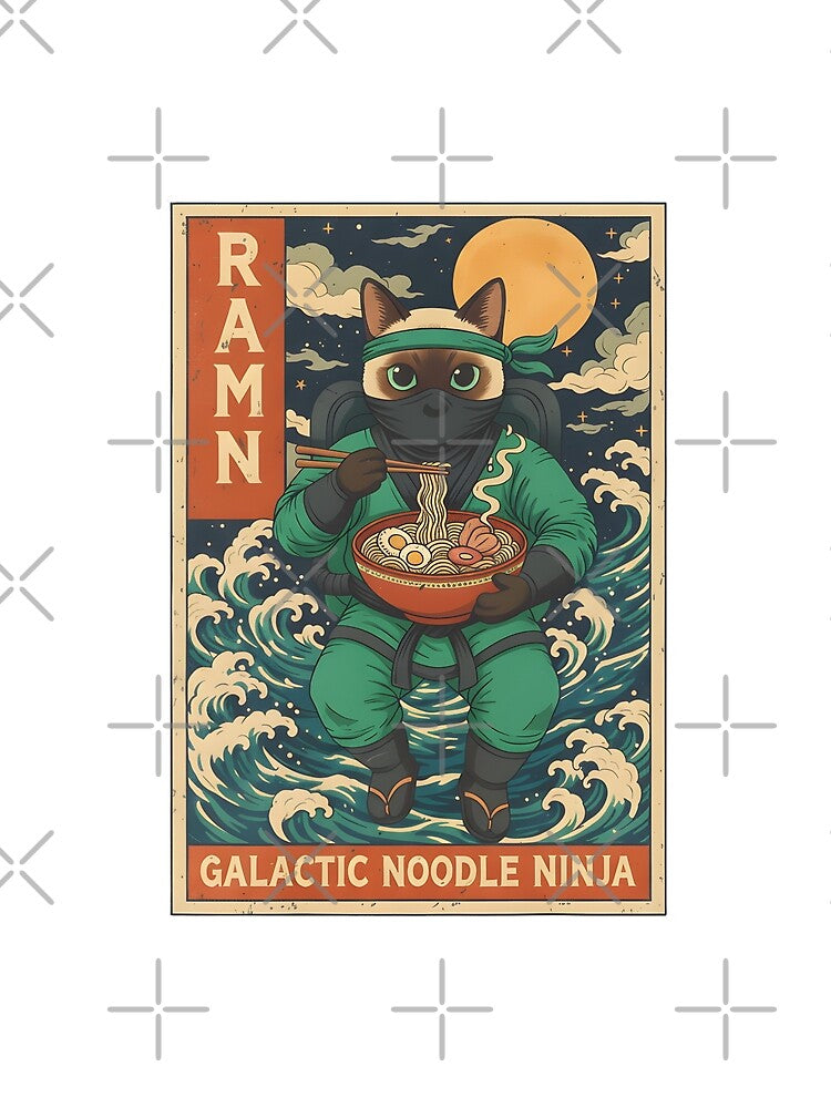 Vintage Astronaut Cat Ramen Japanese Wave T-Shirt by TeeZilla808