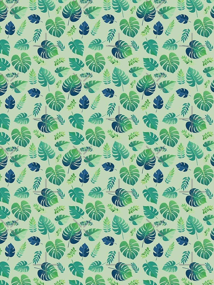 Monstera Coloured Pattern Sage Background by Piwakawaka-CA