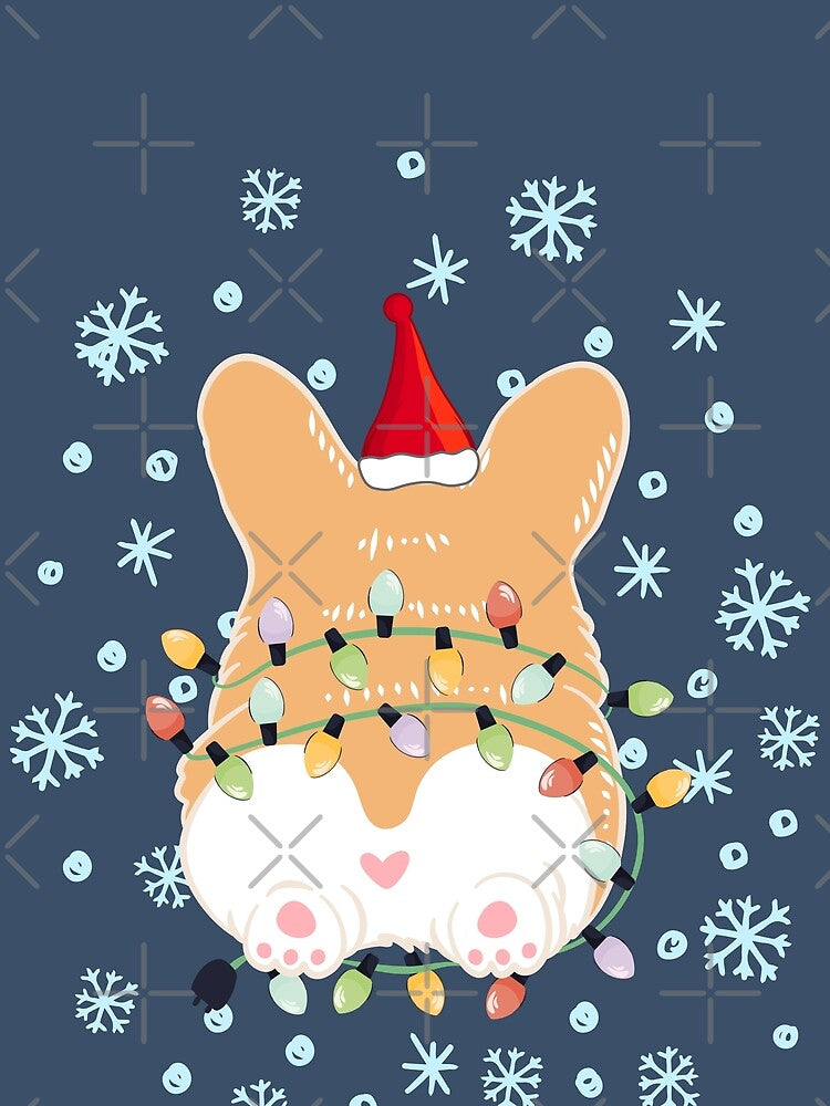 Cute Christmas Corgi Butt - Red 2 by Lulupainting