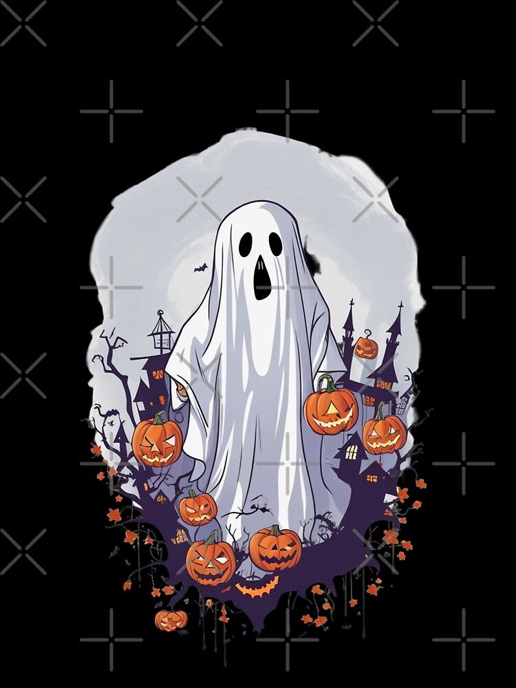 Funny and Spooky Halloween Ghost with Scary Pumpkins by onlymagic8k
