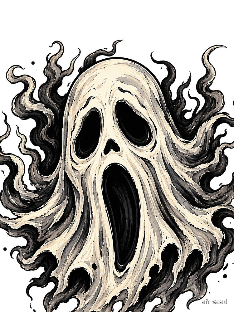 Spooky Ghost Halloween Horror Vintage Gothic Design by afr-saad