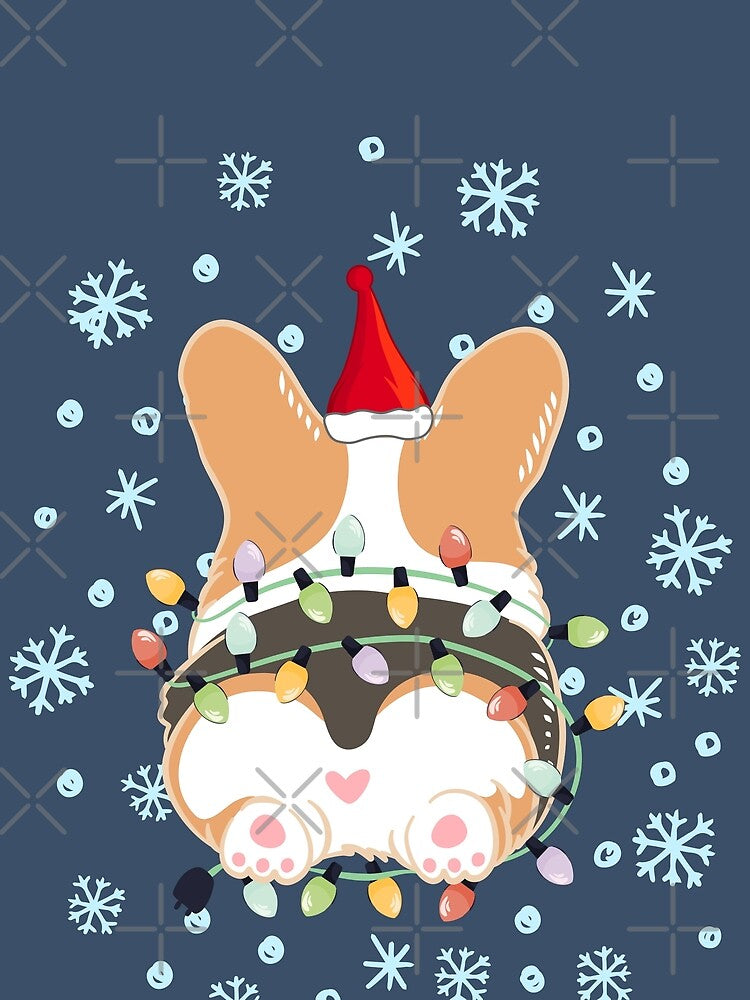 Cute Christmas Corgi Butt - Red Tricolor 1 by Lulupainting