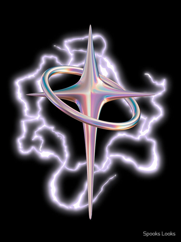 Chrome Holographic 3D Star Burst with Lightning by Spooks Looks