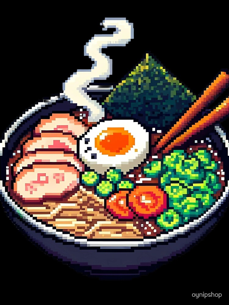 Retro 8-Bit Japanese Ramen Noodle Pixel Art by oynipshop