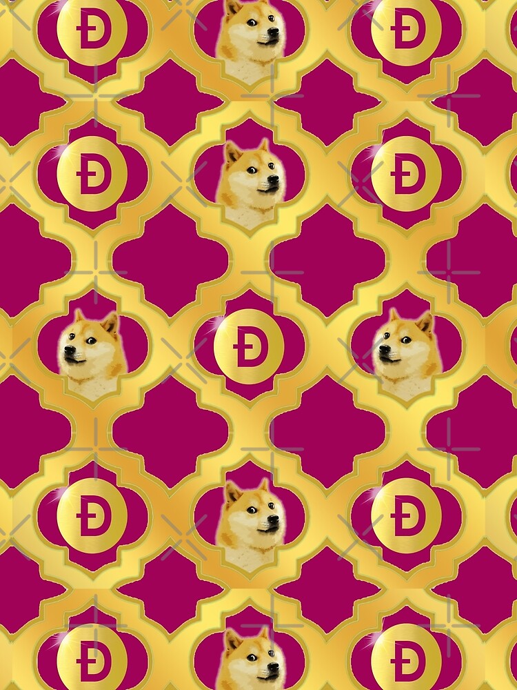 Doge Coin Royal Pattern - Golden Shiba Inu & Magenta Crypto Art by Art-PraveenRai
