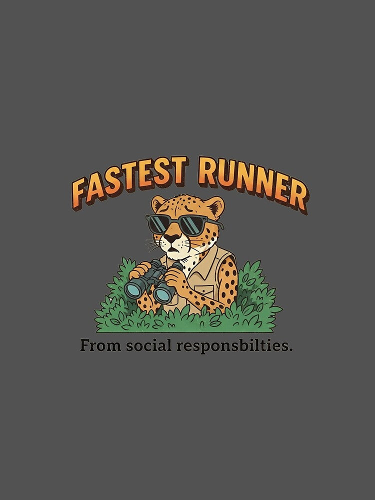 Fastest Runner From Social Responsibilities – Funny Cheetah 90s Vintage Graphic by FakeJoo