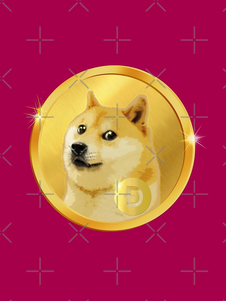 Golden Doge Coin Emblem - Vibrant Magenta Crypto Shiba Inu Art by Art-PraveenRai