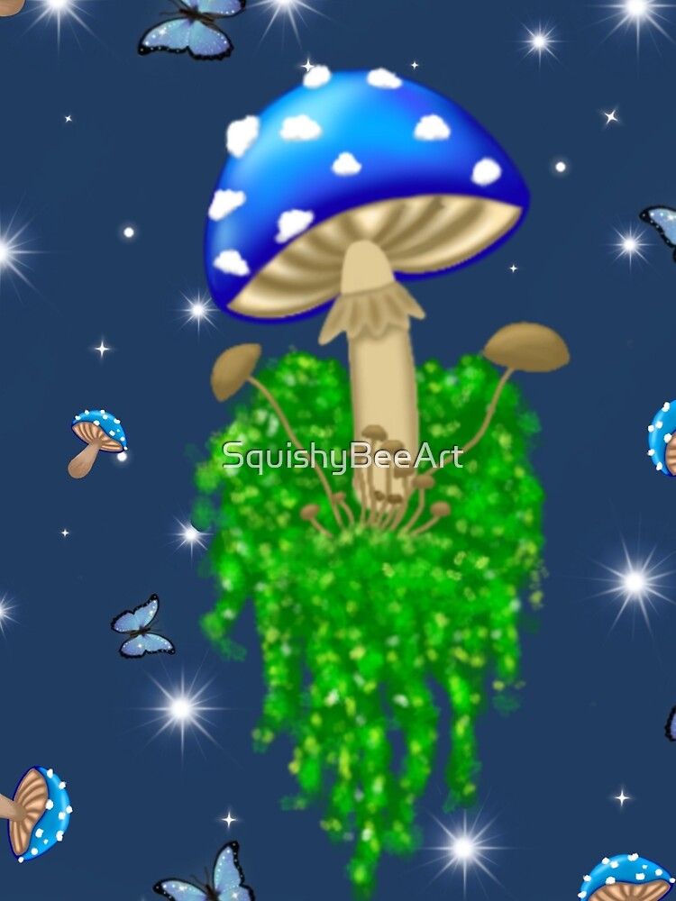 Blue Mossy Fungi Pattern by SquishyBeeArt