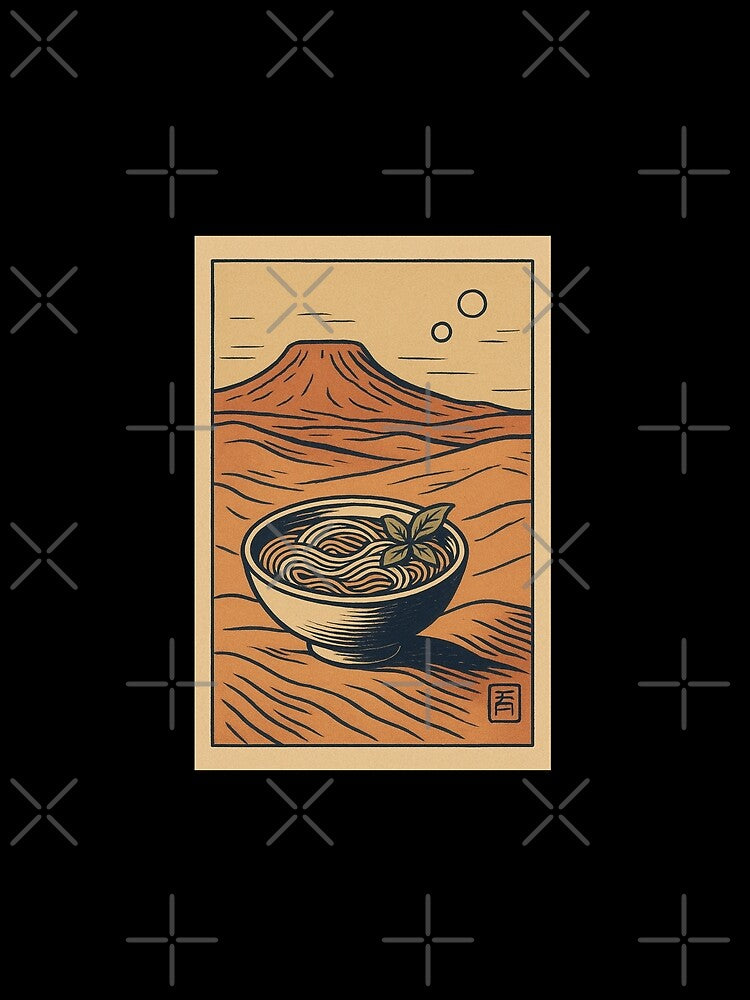 Ukiyo-e Pho Bowl Retro Sci-Fi Noodle Art by Oommen Studio