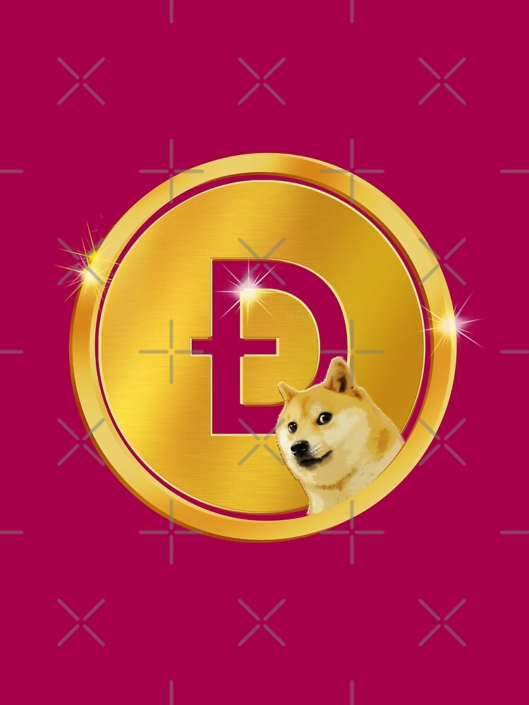 Golden Dogecoin Currency Emblem - Vibrant Magenta Crypto Art by Art-PraveenRai