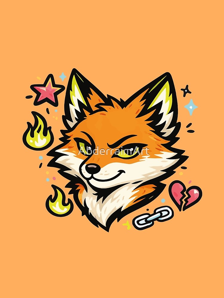 Static Fox Bold Y2K Soft Grunge Doodle Art by AbderraimArt