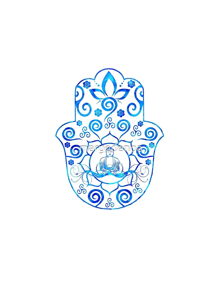 Buddha Lotus Hamsa - blues by maryedenoa