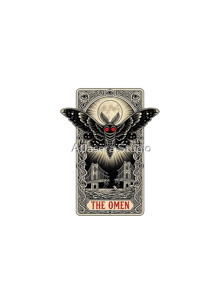 The Omen Mothman Tarot - Gothic Cryptid Card T-Shirt by Atlasera Studio