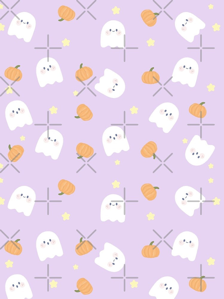 Cute Halloween ghost and pumpkin (purple) by SnugbugStudios