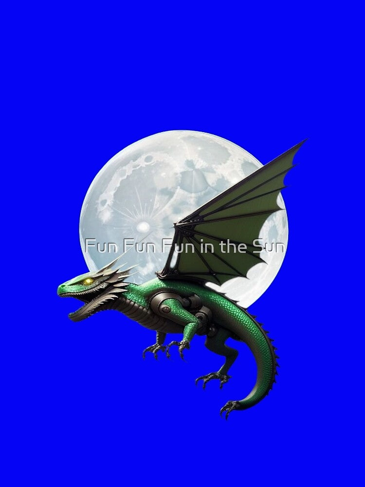 Mechanical flying dragon with full moon by Fun Fun Fun in the Sun