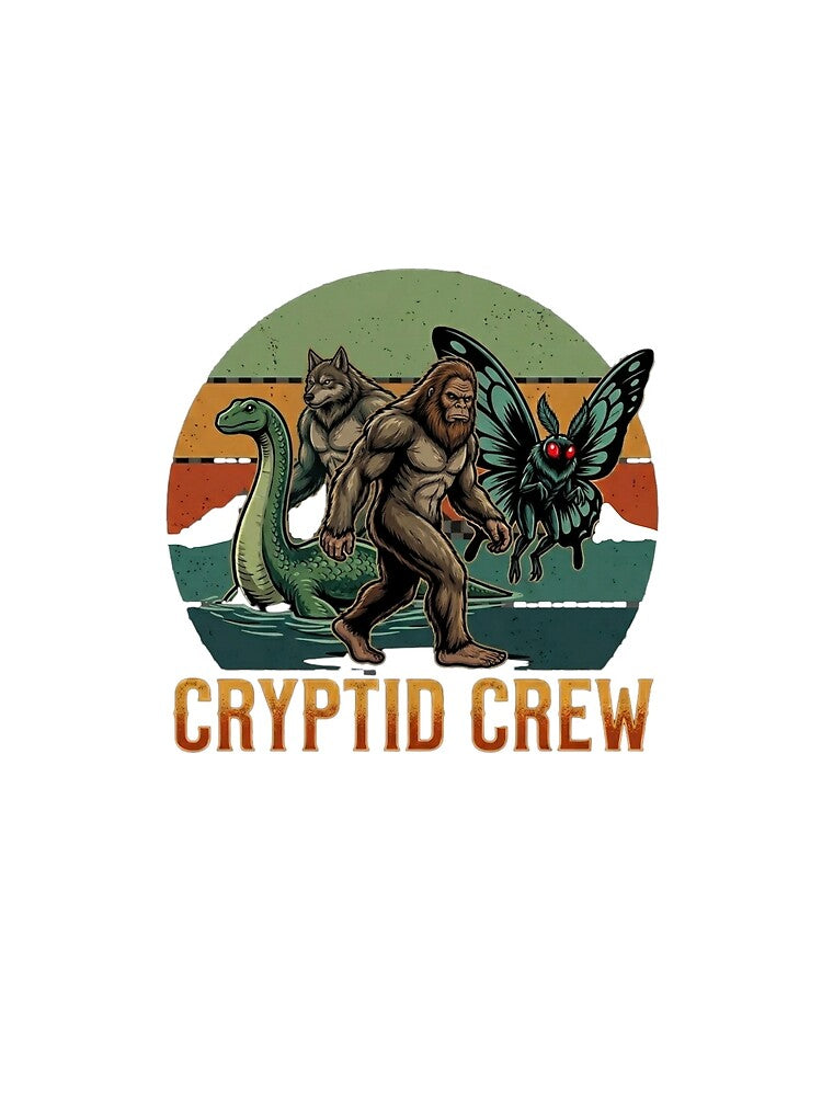 Cryptid Crew Retro Vintage Bigfoot Nessie Mothman Dogman Tee by Swanny's Custom T-shirt and Gift Designs