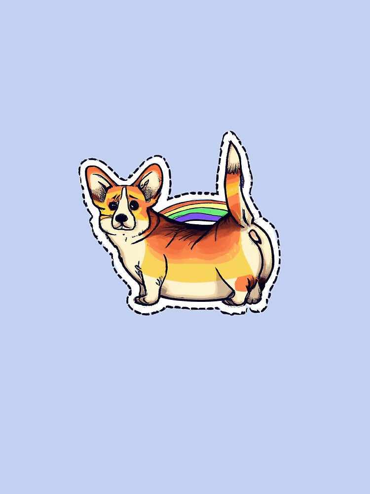 Rainbow Corgi Anxious by JandyDesign