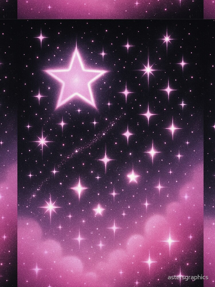 Pink Starry Sky Aesthetic – Dreamy Y2K Cosmic Background by astersgraphics