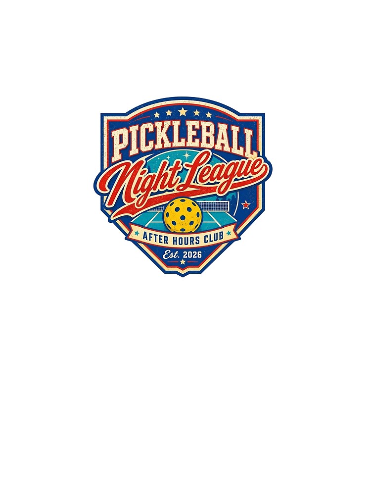Pickleball Night League After Hours Club Vintage Baseball Style Design by Soft Panic Studio
