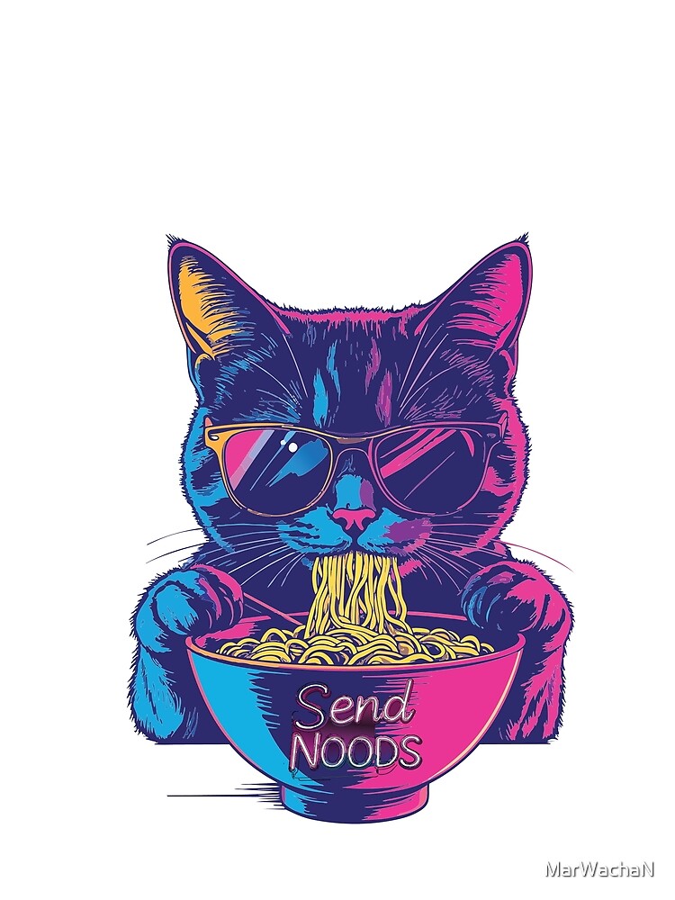 Cyberpunk Noodle Lover Kawaii Cat by MarWachaN