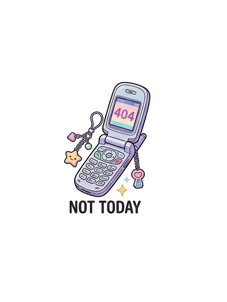 Y2K Retro Flip Phone 404 Error Not Today Aesthetic Sticker by Rehnair