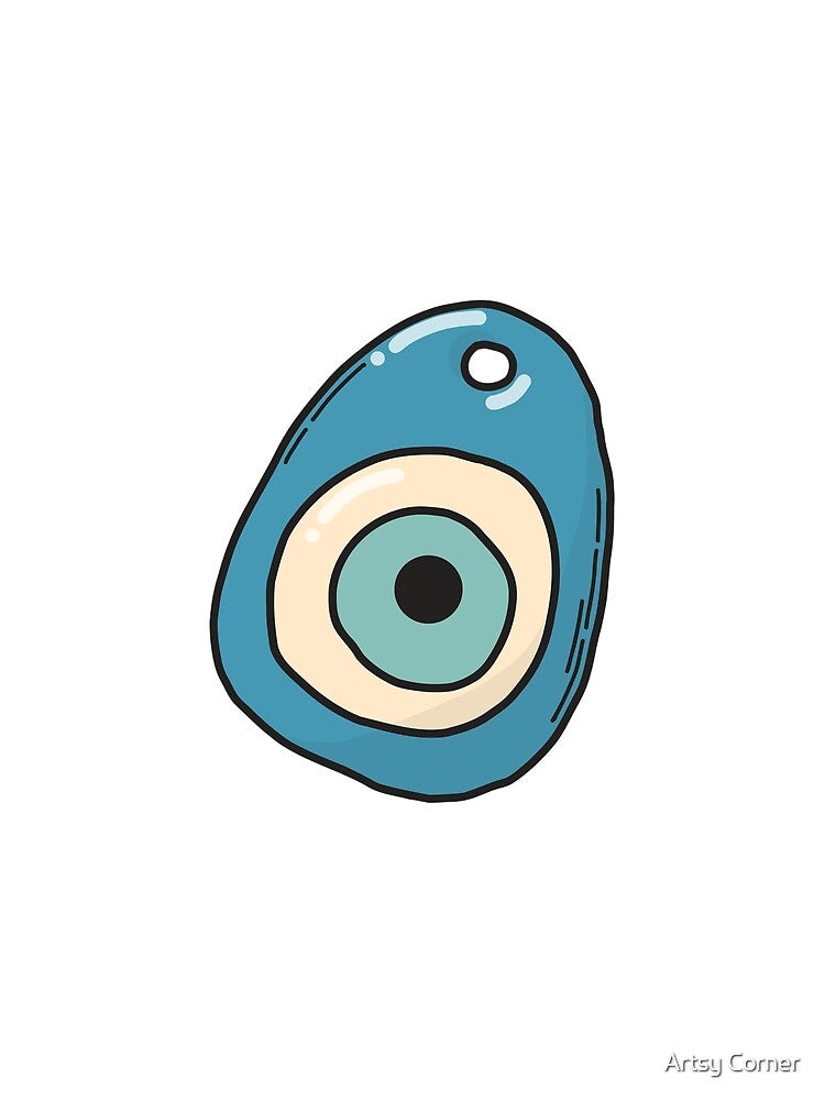Evil Eye Nazar Charm — Blue Boho Amulet Illustration by Artsy Corner