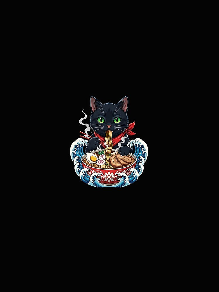 Japanese Cat Ramen Wave Retro Art Food Lovers Men Women Kids by merlinnears