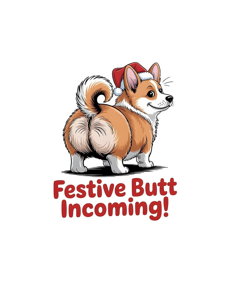 Festive Butt Incoming Funny Christmas Corgi Butt Holiday Gift by Slaw-Creation