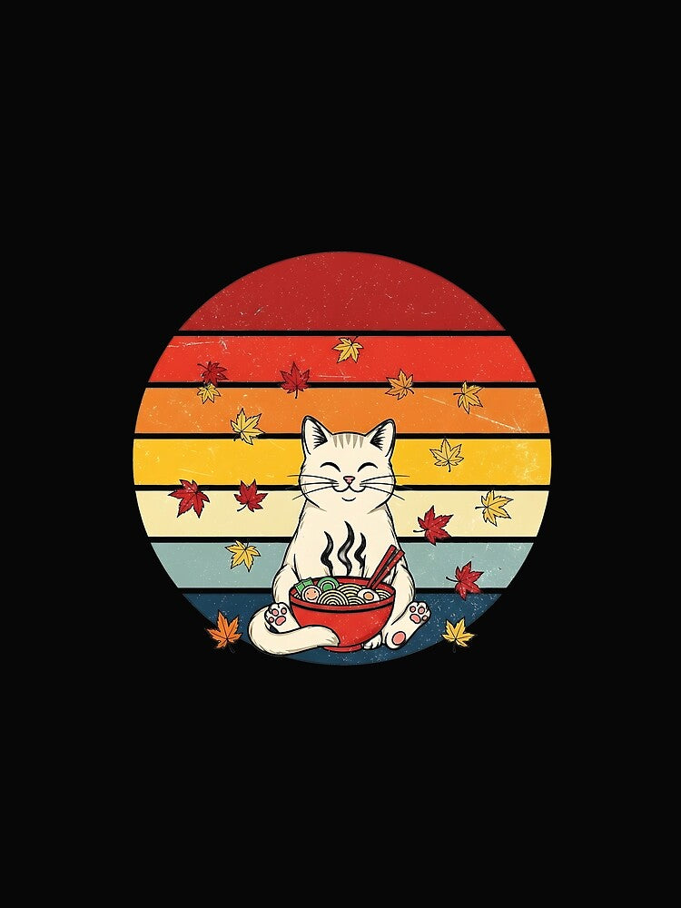 Anime Ramen Cat Retro Japanese Noodles Kawaii Cat by cawtoon