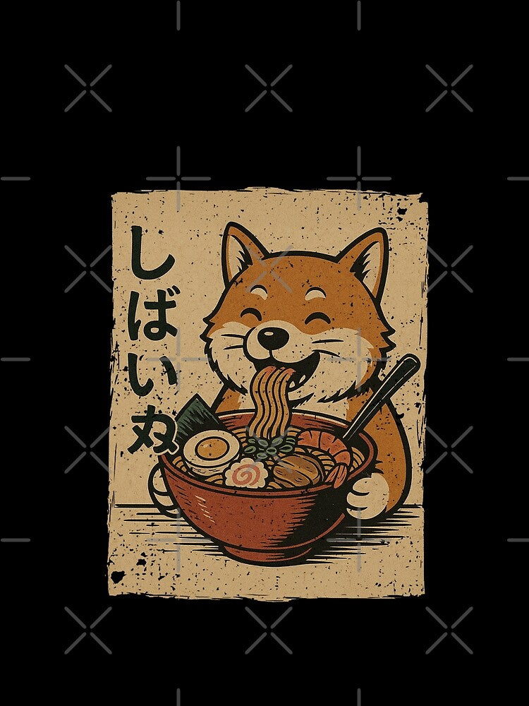 Shiba Inu Ramen Traditional Japanese Vintage Dog Noodle Art by Damcoc