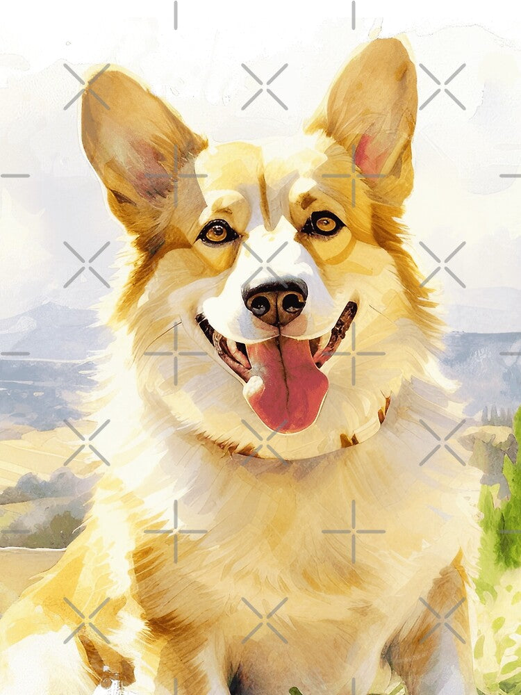 Watercolor Pembroke Welsh Corgi Portrait by TheAnimalZ00