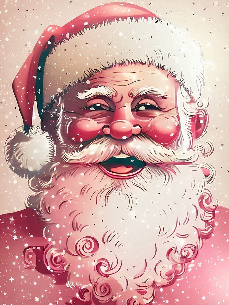 05 Retro Vintage Pink Santa Claus by printiesart