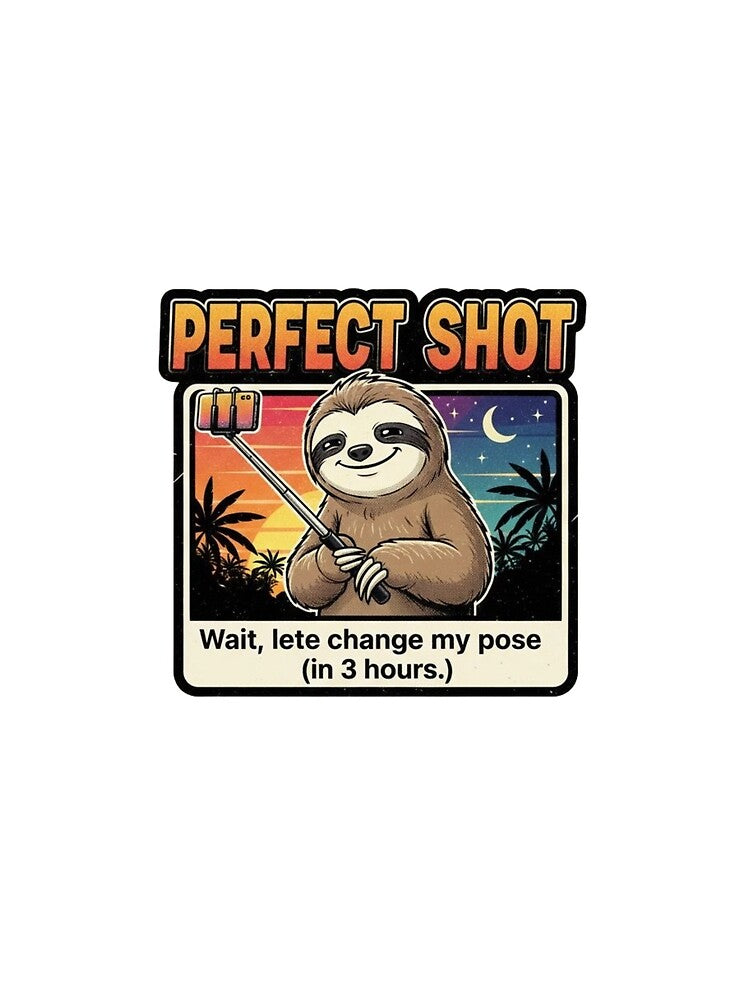 Sloth Perfect Shot Selfie – Funny Slow Life 90s Vintage Graphic by FakeJoo