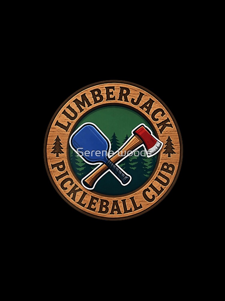Lumberjack Pickleball Club Crossed Axe Paddle Vintage Sports Logo Graphic Art by Serene woods