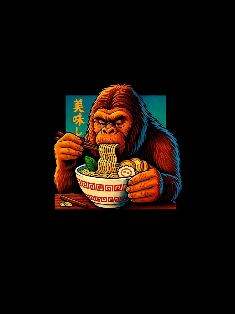 Bigfoot Eating Ramen Japanese Style Funny Sasquatch by titanlevi