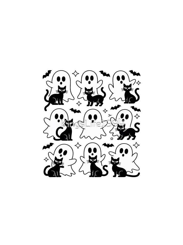 Funny Ghost Holding A Black Cat Lazy Halloween Spooky Season by KingsLife1994