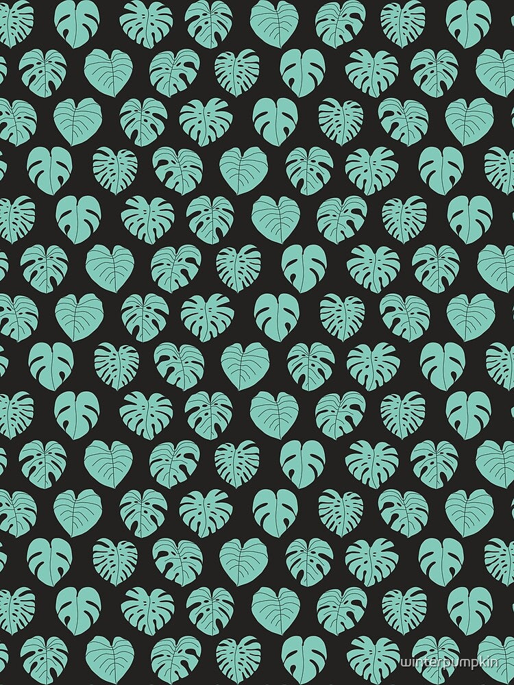 Black and Green Monstera Leaves Pattern by winterpumpkin