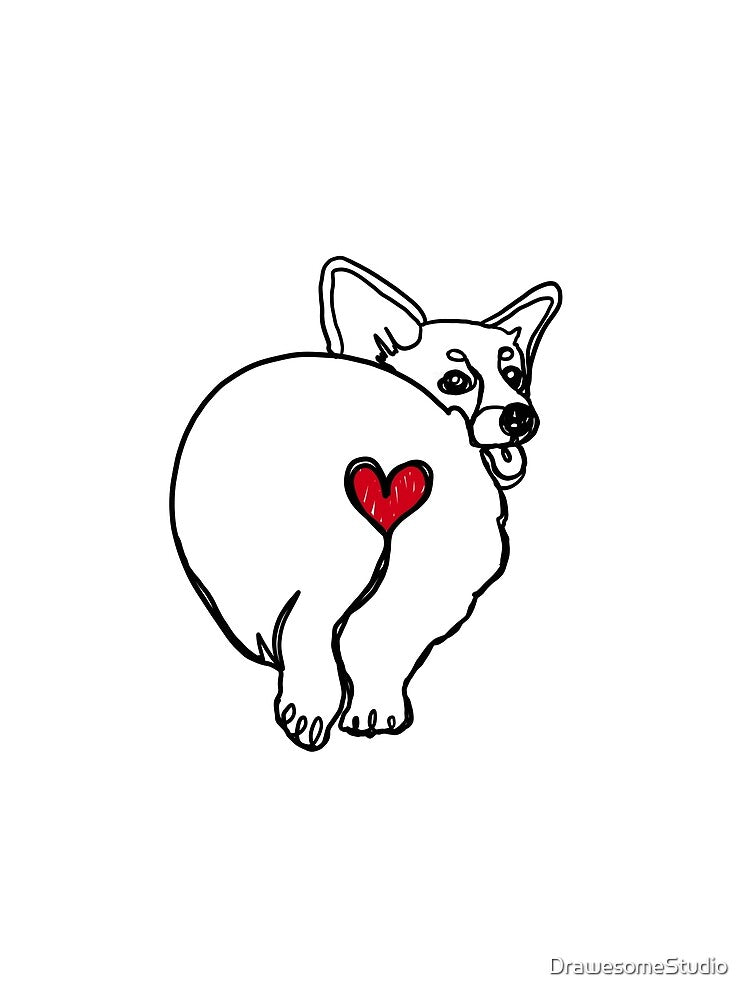 Corgi Butt Love One Line Art by DrawesomeStudio