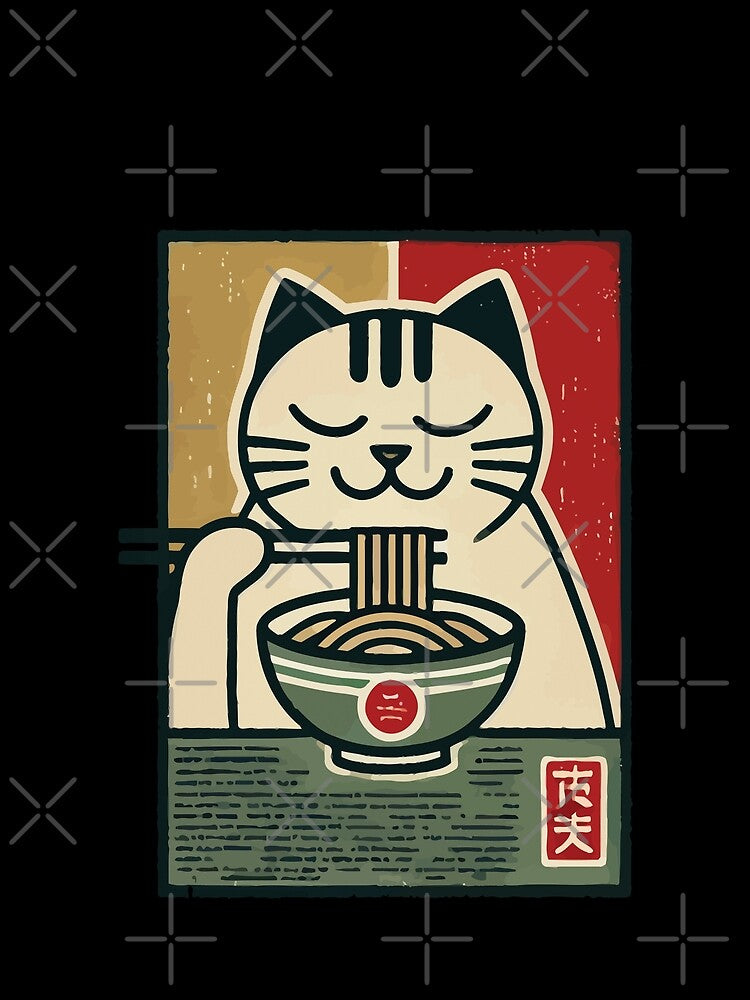 Ramen Noodles Cat Lover Retro Kawaii Cats by LuminOrb