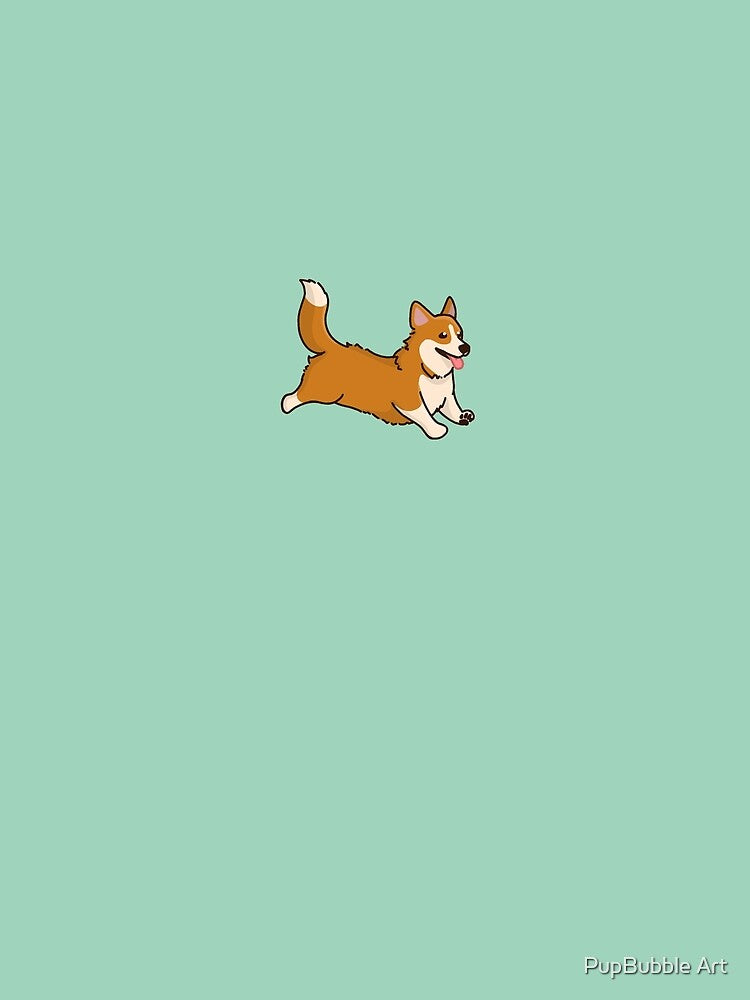 Simple red and white Corgi running by PupBubble Art