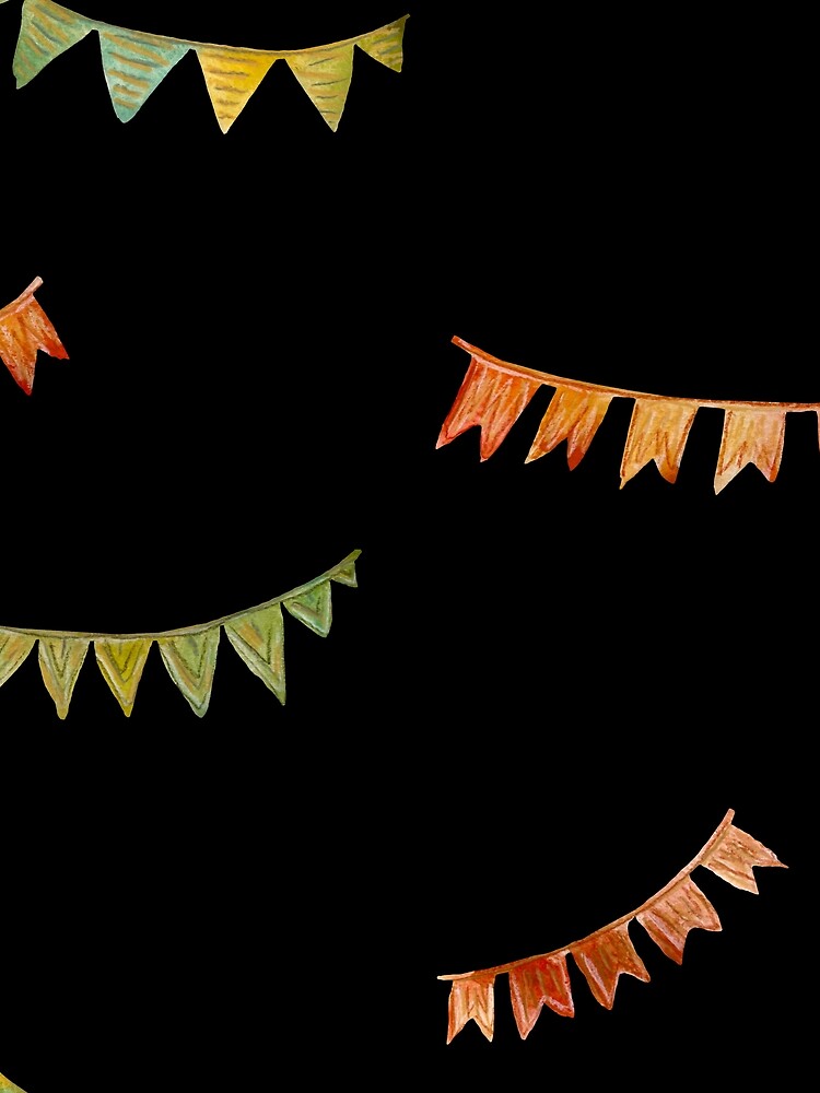 Happy birthday flags pattern a watercolor black by Yana Mustafina | Boho Soulful Designs